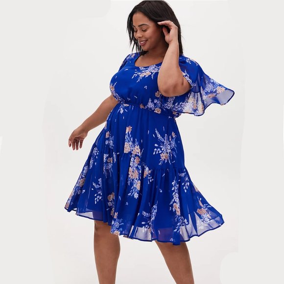 TORRID MINI CHIFFON RUFFLE HEM SKATER DRESS - Picture 2 of 10